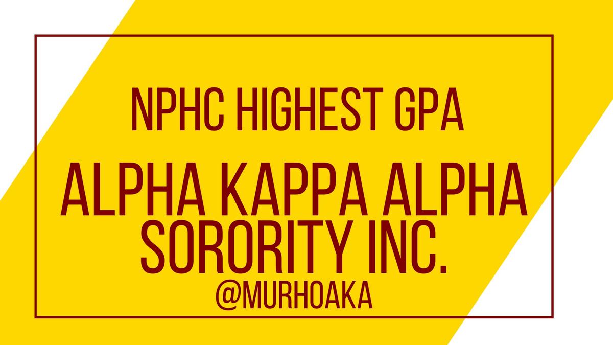 NPHC Highest GPA, Alpha Kappa Alpha Sorority Inc., @MURHOAKA